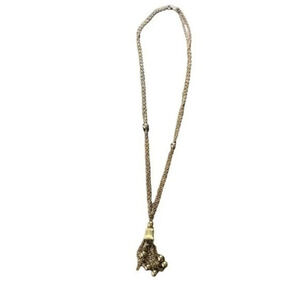 Vintage Gold Tone Tassel Necklace Chain‎ with Beads Long Elegant Jewelry